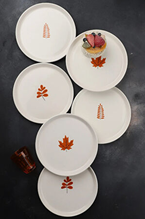 Autumn Sonbahar 6 Parça Seramik 21 cm Pasta Tabağı