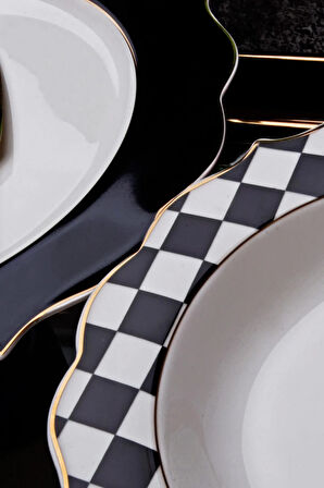 Arya 24 Parça 6 Kişilik Yaldızlı Dekorlu Bone China Yemek Takımı
