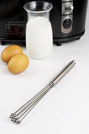 Paslanmaz Çelik Uzatıp Kısaltılabilir Metal Boncuk Top Uçlu Yumurta Çırpıcı Sos Karıştırıcı