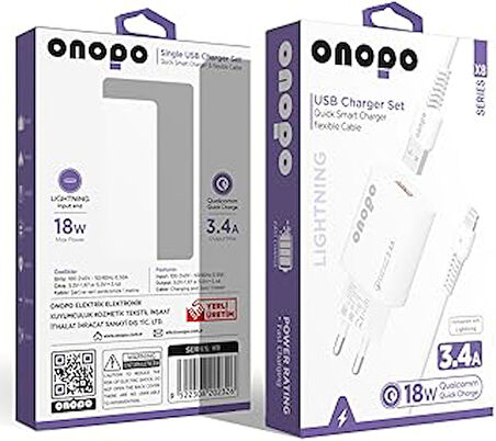 onopo İphone Uyumlu Lightning Usb 3.4a Iphone Hızlı Şarj Cihazı Uyumlu 18w - X8