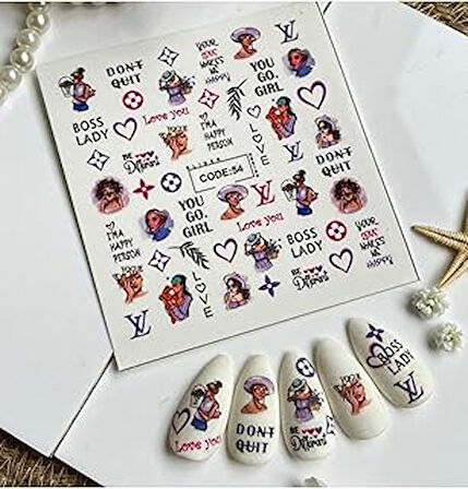 Boos Lady Desenli Tırnak Dövmesi Tırnak Tattoo Nail Art Tırnak Sticker ScaNM387