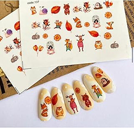 Son Bahar Desenli Tırnak Dövmesi Tırnak Tattoo Nail Art Tırnak Sticker ScaNM86