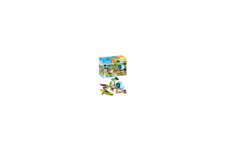 Playmobil Family Fun 71425 Çadır, Kamp, Kano ve Kamp Ateşi ile Çadır Alanında Heyecan verici Doğa Macerası, Açık Havada Ortak Tatil, 4 Yaşından Büyük Çocuklar İçin Oyuncak