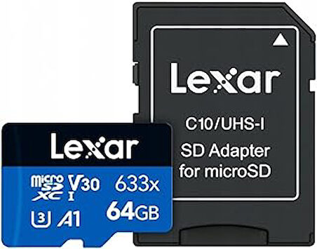 Lexar 64GB 633x MicroSDXC UHS-I U3 100/45 MB/sn Yüksek Performanslı MicroSD Hafıza Kartı