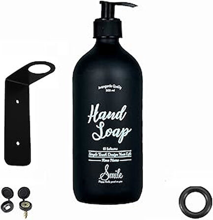 Revo Home Duvar Askı Aparatlı Siyah Cam Sıvı El Sabunu Şişesi – 500 Ml