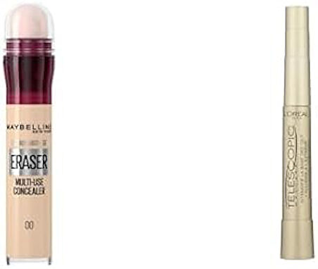 New York Instant Anti Age Eraser Kapatıcı, 00 Ivory, 6.8 ml + L'Oréal Paris Telescopic Maskara - Siyah