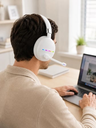 Beyaz Kablosuz Bluetooth Kulaklık Mikrofonlu Ergonomik Kulak Üstü Tasarım