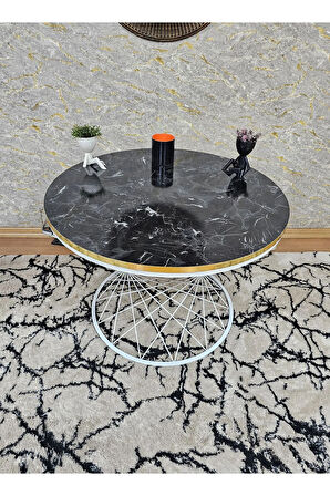 Beyaz Fırınlı Statik Boya Aris Gri Suntalem Tabla Pota Orta Sehpa - Beyaz Boyalı Sehpa