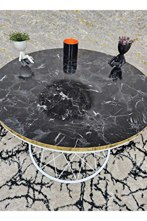 Beyaz Fırınlı Statik Boya Aris Gri Suntalem Tabla Pota Orta Sehpa - Beyaz Boyalı Sehpa