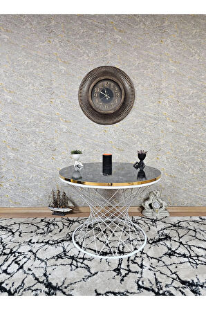 Beyaz Fırınlı Statik Boya Aris Gri Suntalem Tabla Pota Orta Sehpa - Beyaz Boyalı Sehpa