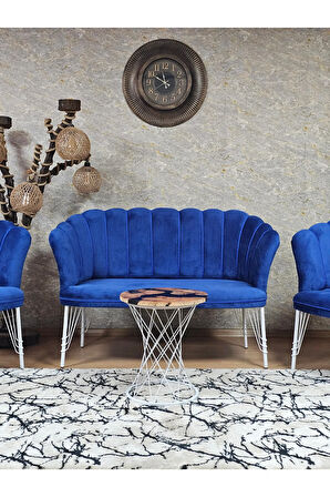 Beyaz Boyalı Tel Ayak Papatya Çay Seti Koltuk Takımı , Balkon, Salon, Ofis, Cafe Koltuk Takımı