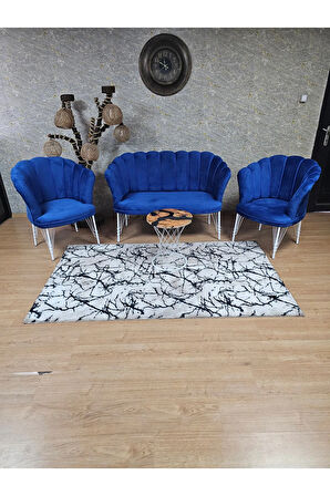 Beyaz Boyalı Tel Ayak Papatya Çay Seti Koltuk Takımı , Balkon, Salon, Ofis, Cafe Koltuk Takımı