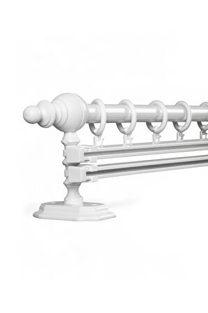 Ahşap Rustik Perde Askısı - Çift Raylı