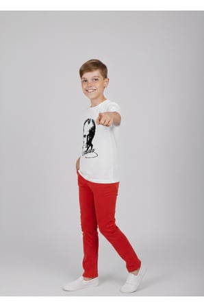 Erkek Çocuk ATATÜRK Baskılı T-Shirt Ve Kırmızı Keten Pantolon Takım 23Nisan Ve özel Günler