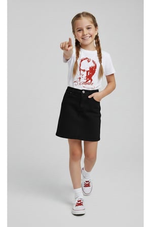 Kız Çocuk ATATÜRK Baskılı T-Shirt Ve Keten Etek Takım 23 NİSAN-Özel Bayramlar