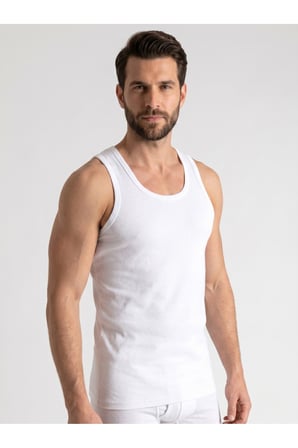 Erkek 7'li Paket Pamuklu Likralı Beyaz Atlet