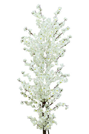 Beyaz Bahar Dalı 140 Cm Yapay Ağaç 20x20 Metal Saksı