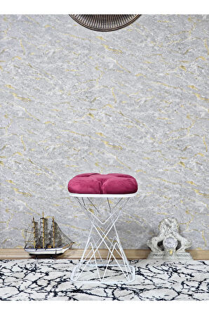 Kare Beyaz Boyalı Gri Puf Oturak - Bench - Ayak Ucu Oturak - Tabure - Makyaj Oturak