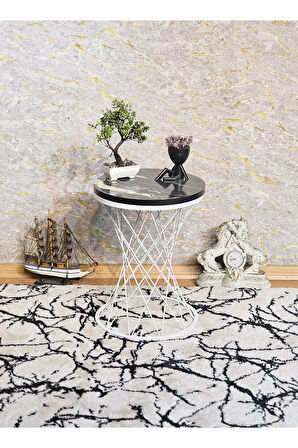 Beyaz Boyalı Pota Sehpa - Sehpa - Ahşap Sehpa - Metal Sehpa - Sunta Sehpa - Tek Sehpa - Zigon Sehpa