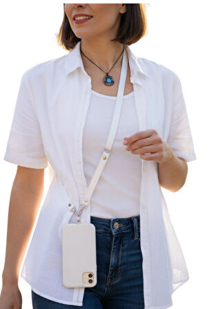 BEYAZ TELEFON ASKISI CROSSBODY (AYARLANABİLİR) TÜM KILIFLARLA UYUMLU