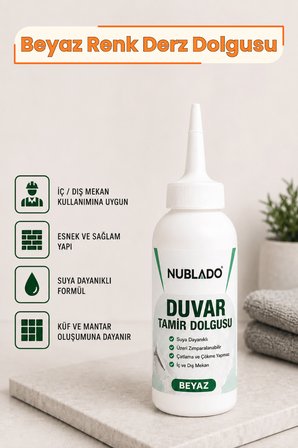 1 Adet Hazır Derz Dolgu Macunu 220 Gr Beyaz, Fayans Seramik Mermer ve Cam Mozaik Derz Tamir Dolgusu, Suya Dayanıklı, Hızlı Kuruyan, Esnek, Çatlama Yapmayan, İç Dış Mekan, Tüp Uçlu Kolay Uygulama