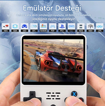 QASUL R36S Oyun Konsolu El Atarisi HD EKRAN  64 Gb Hafıza +15.000 Oyun BEYAZ