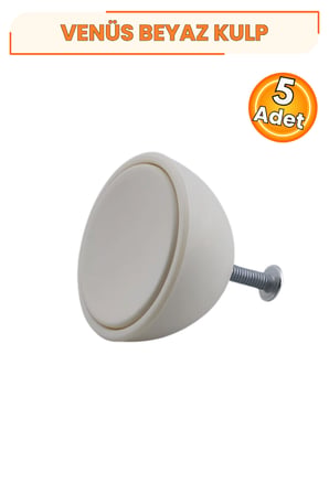 Venüs İçbükey Polimer Düğme Kulp 5 Adet Mat Aytaşı 40 mm Dolap Çekmece Mutfak Gardırop Mobilya Kapak Kulpu Tek Vidalı Dekoratif Kulp