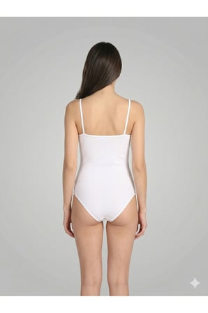 Kadın Pamuklu Likralı İp Askılı Likralı Kancalı Çıtçıtlı Body Zıbın