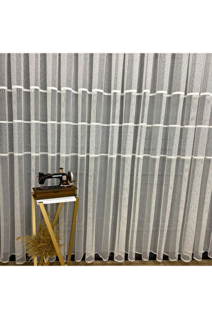 Milano Beyaz Ara Bantlı Yeni Tasarım 2Kat Pileli Tül Perde