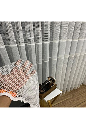 Milano Beyaz Ara Bantlı Yeni Tasarım 3Kat Pileli Tül Perde