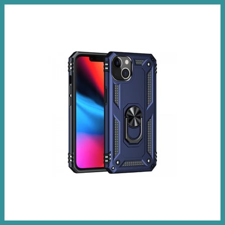 BT Teknik iPhone 14 Plus Uyumlu Kılıf Sofya Yüzüklü Silikon Kapak - Lacivert BEZ