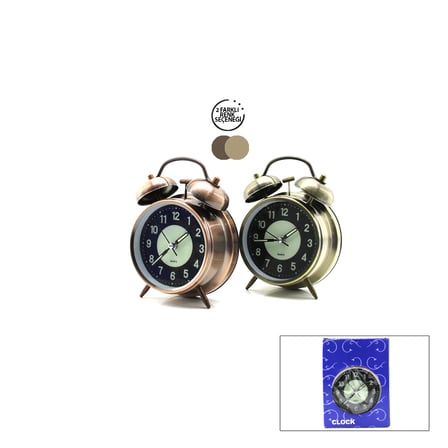 BT Teknik Yuvarlak Metal Çalar Saat 10 cm - Pilli Işıklı Fosforlu BEZ