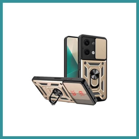 BT Teknik Poco X6 Uyumlu Kılıf Pars Lens Yüzüklü Silikon - Gold BEZ
