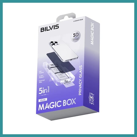 BT Teknik iPhone 14 Pro Max Uyumlu Bilvis 5in1 5D Magic Hayalet Cam Ekran Koruyucu - Siyah BEZ