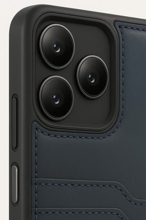 BT Teknik Realme Note 50 4G Uyumlu Kılıf Sara Kartvizitli Deri Kılıf - Lacivert BEZ