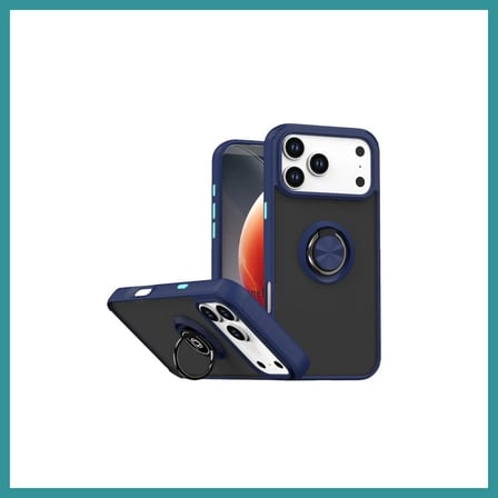 BT Teknik iPhone 17 Pro Max Uyumlu Montreal Yüzüklü Silikon Kapak - Lacivert BEZ
