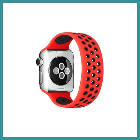 BT Teknik Watch 42mm Uyumlu Ayarlı Delikli Silikon Kordon - Kırmızı-Siyah BEZ