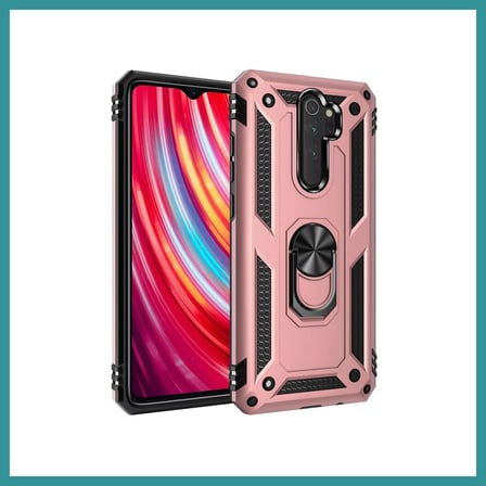 BT Teknik Redmi Note 8 Pro Uyumlu Kılıf Sofya Yüzüklü Silikon Kapak - Rose BEZ