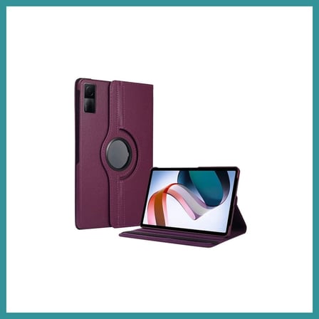 BT Teknik Redmi Pad SE 4G Uyumlu Kılıf 360 Tablet Deri Kılıf - Mürdüm BEZ