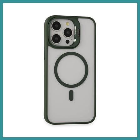 BT Teknik Joko iPhone 15 Pro Uyumlu Kılıf Roblox Lens Magsafe Standlı Kapak - Koyu Yeşil BEZ