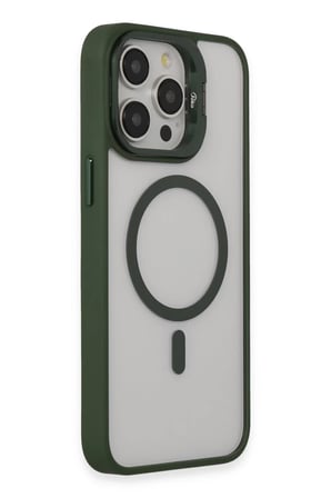 BT Teknik Joko iPhone 15 Pro Uyumlu Kılıf Roblox Lens Magsafe Standlı Kapak - Koyu Yeşil BEZ