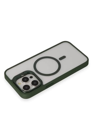 BT Teknik Joko iPhone 15 Pro Uyumlu Kılıf Roblox Lens Magsafe Standlı Kapak - Koyu Yeşil BEZ