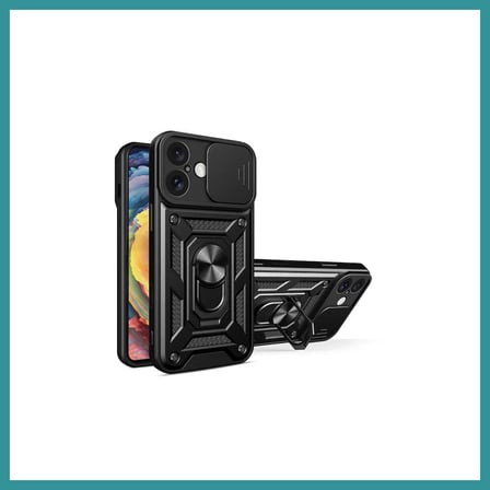 BT Teknik iPhone 16 Uyumlu Kılıf Pars Lens Yüzüklü Silikon - Siyah BEZ