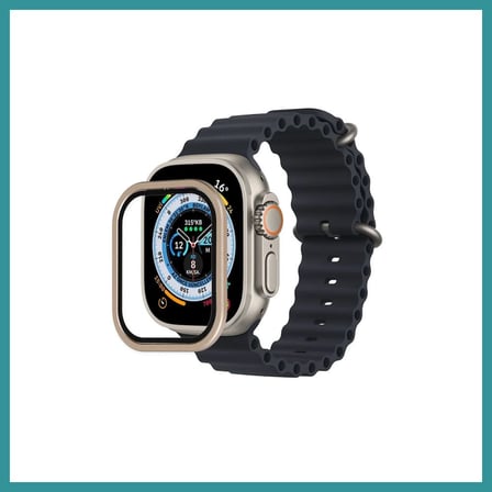 BT Teknik Watch Ultra 49mm Uyumlu Alüminyum Kasa Cam Ekran Koruyucu - Gold BEZ