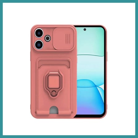 BT Teknik Redmi 13 4G Uyumlu Kılıf Zuma Kartvizitli Yüzüklü Silikon - Pembe BEZ