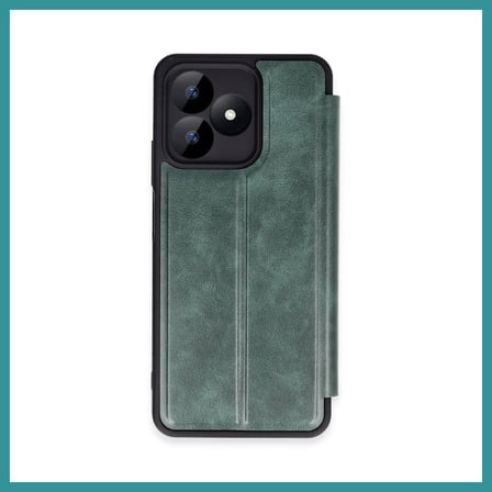 BT Teknik Realme Note 50 4G Uyumlu Kılıf Flip Cover - Koyu Yeşil BEZ