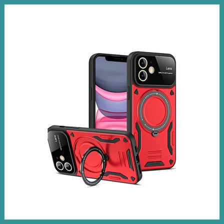 BT Teknik iPhone 11 Uyumlu Kılıf Joy Lens Standlı Kapak - Kırmızı BEZ