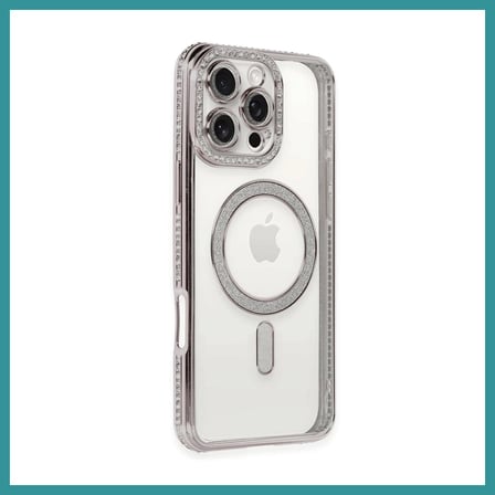 BT Teknik iPhone 16 Pro Uyumlu Kılıf Joke Simli Magneticsafe Kılıf - Pembe BEZ