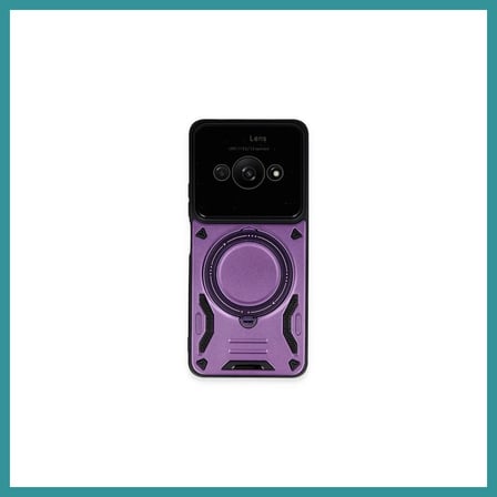 BT Teknik Poco C61 Uyumlu Kılıf Joy Lens Standlı Kapak - Mor BEZ