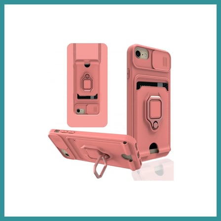 BT Teknik iPhone 6 Uyumlu Kılıf Zuma Kartvizitli Yüzüklü Silikon - Pembe BEZ